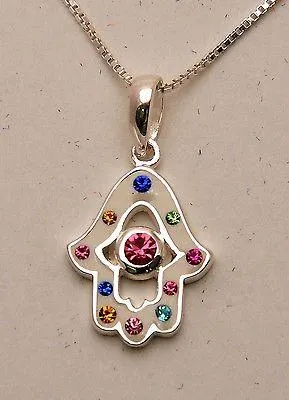 Hamsa Charm Pendant Necklace Kabbalah luck Fatima hand 925 Sterling Silver #4