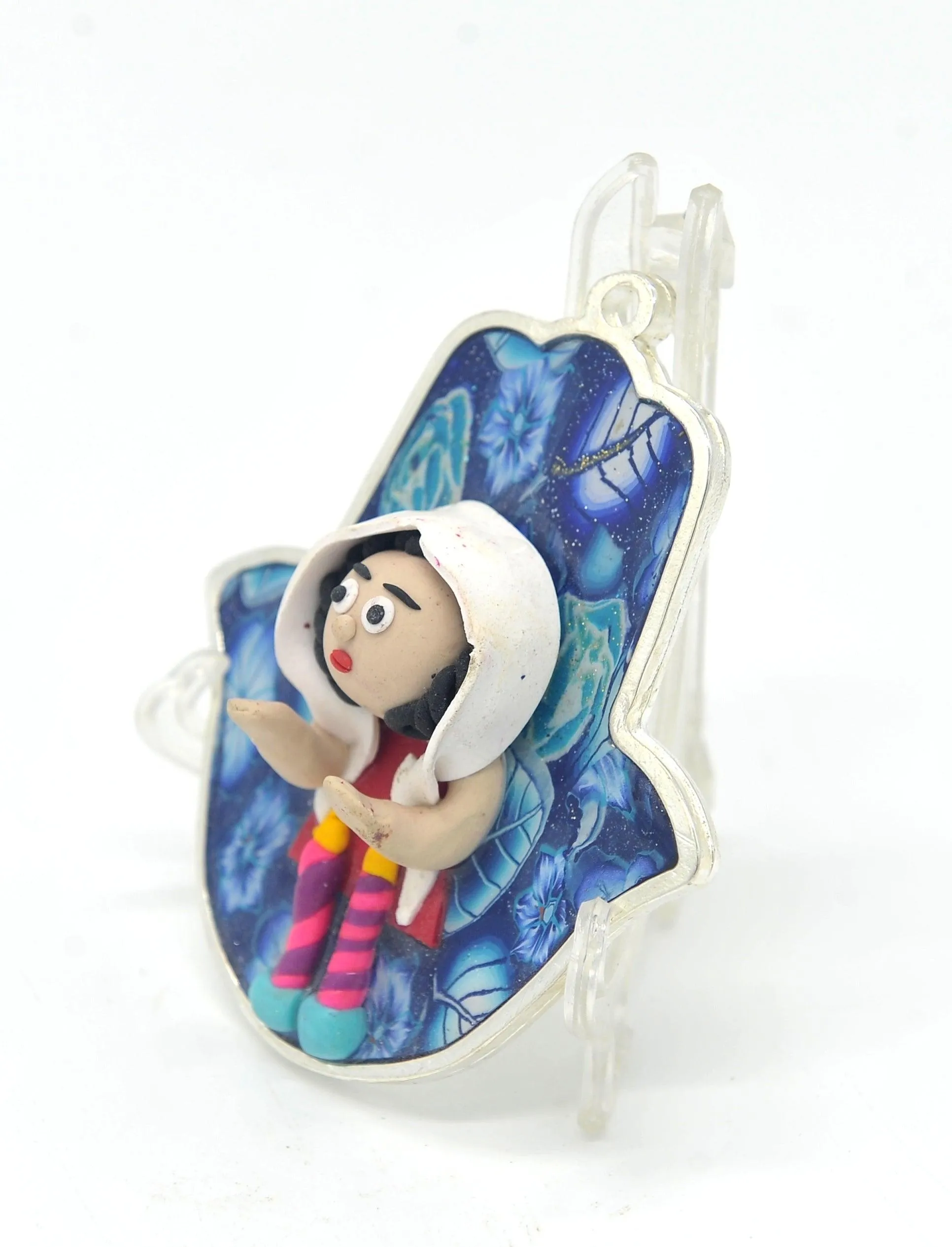 Hamsa Hand Fimo Blessings figure for Home Blessing Wall Hanging #18