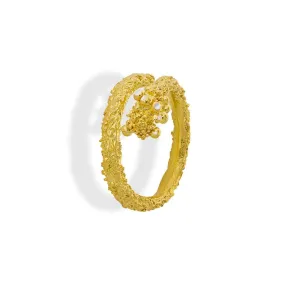 Handmade Gold Plated Silver Diamond Curved Snake Ring