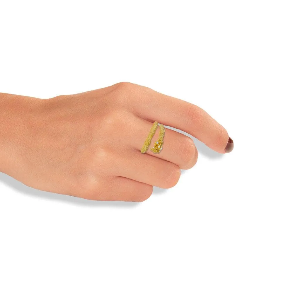 Handmade Gold Plated Silver Diamond Curved Snake Ring