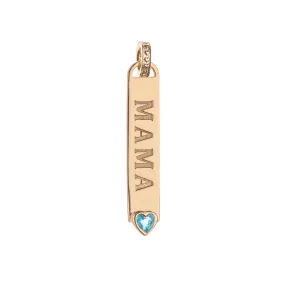 JOY Mama Engravable Bar Pendant in Blue Topaz