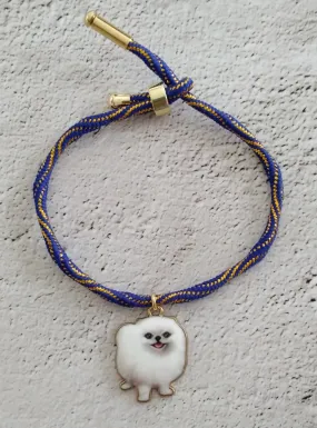 Kelly White Pomeranian Corded Slider Bracelet