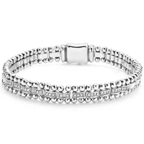 Lagos Caviar Spark Silver Diamond Link Bracelet