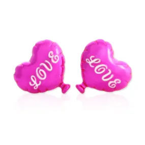 LOVE Heart Balloon Stud Earrings for Girls Women