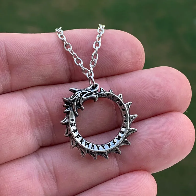 Mini Jrmungandr Pendant - Pewter