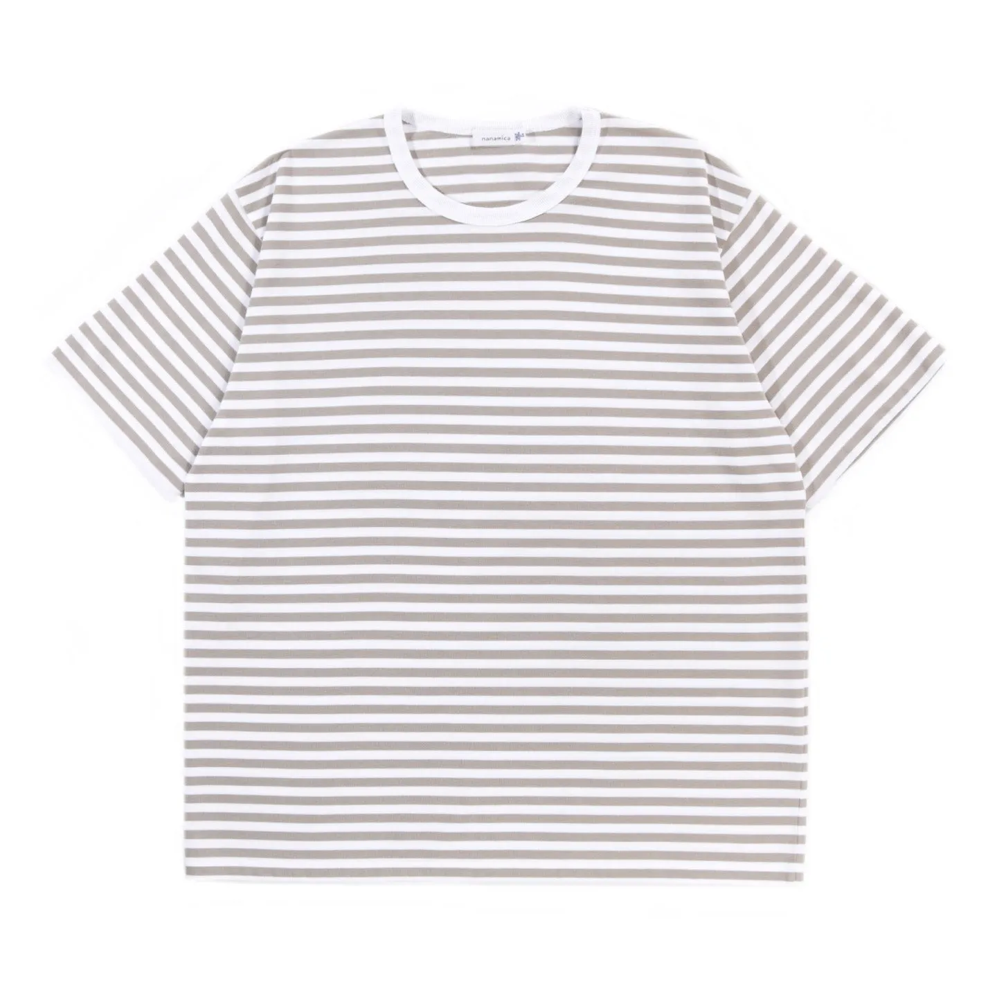 NANAMICA COOLMAX STRIPE JERSEY TEE TAUPE