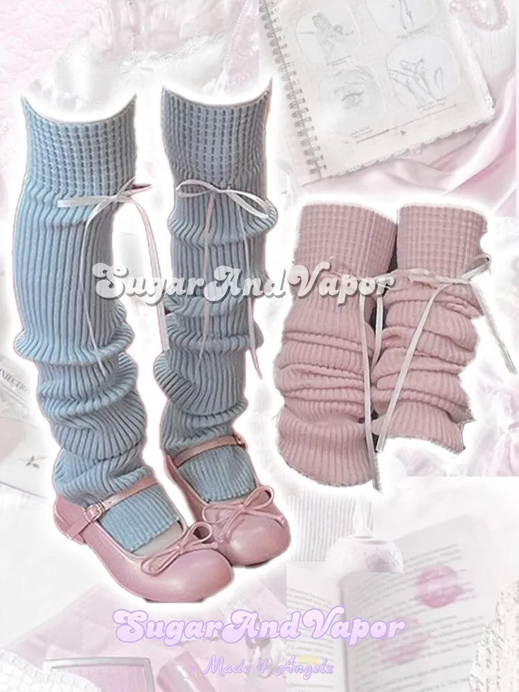 Netta Pastel Removable Ribbon Long Leg Warmers