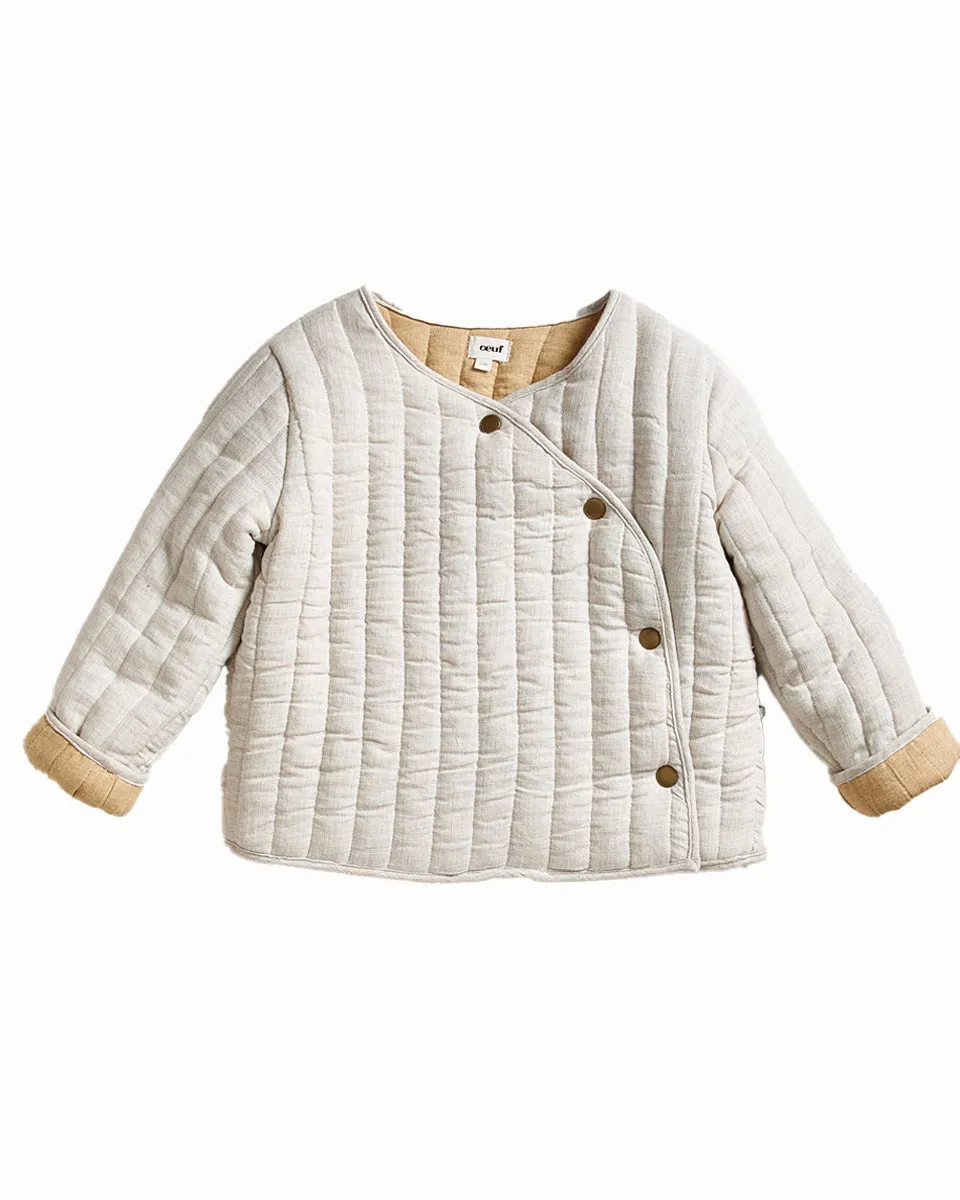 OEUF Handle With Care Quilted Jacket in Cloud and Sand