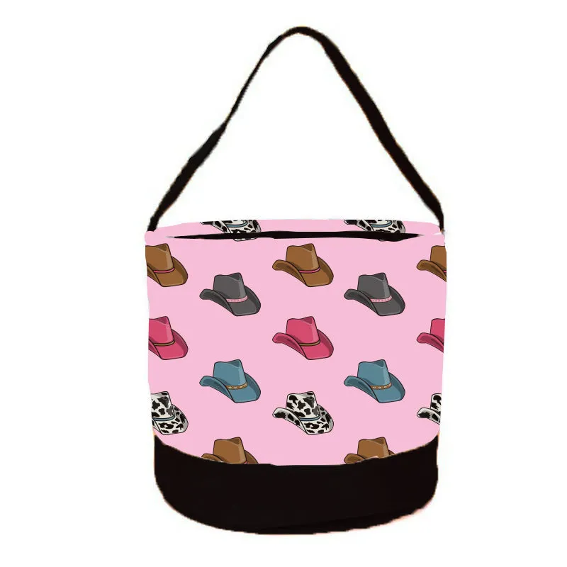 Pink Cowboy Hat Round Storage Bin