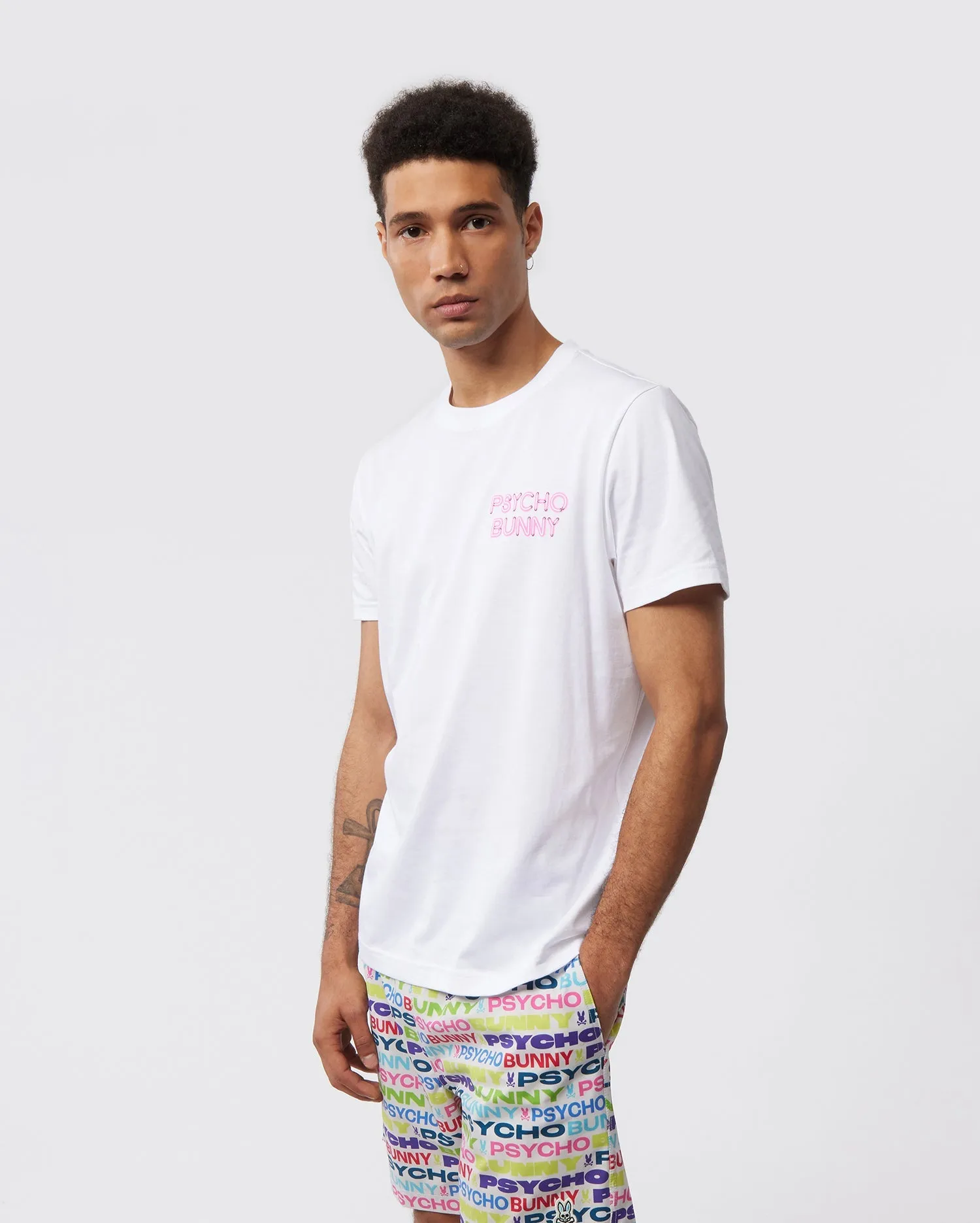 Psycho Bunny Mens Claude Graphic Tee - White