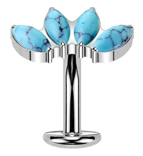 Quartet Turquoise Howlite Titanium Threadless Belly Button Ring