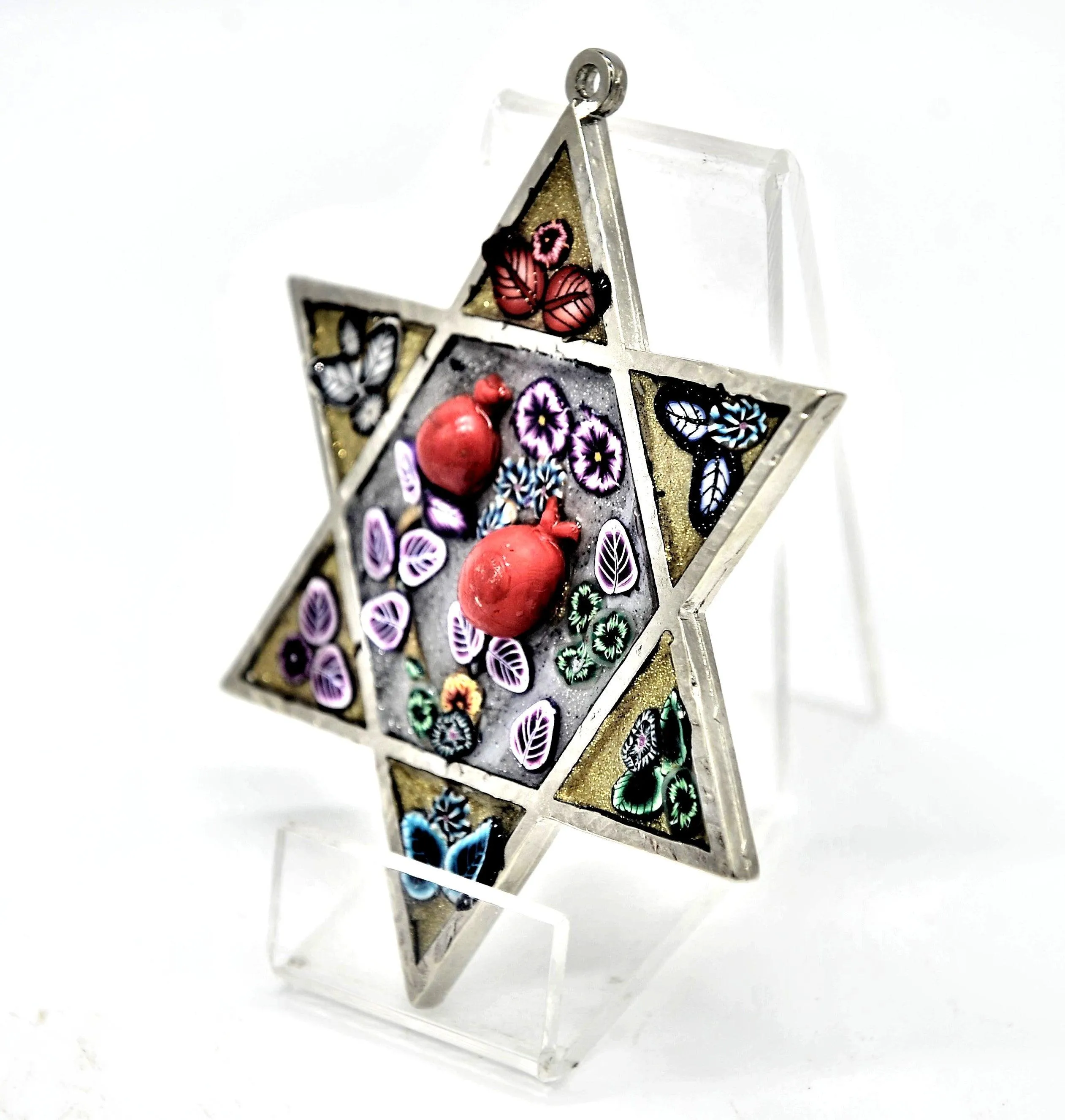 Star of David Fimo Blessings figure for Home Blessing Wall Hanging large #17