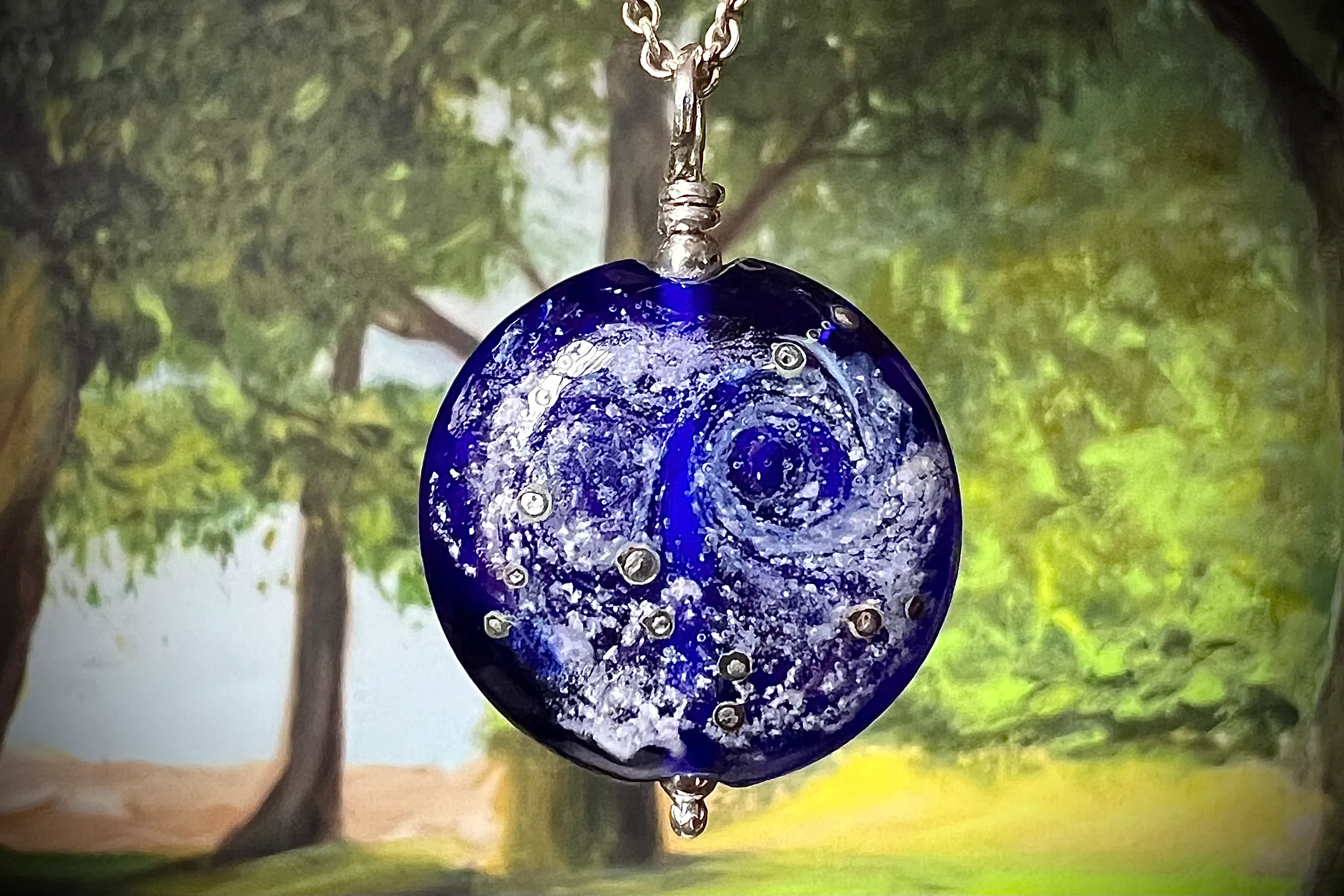 Starry Galaxy Pendant with Cremation Ash