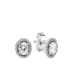 Sterling Silver Clover Zircon Sparkling Stud Earrings