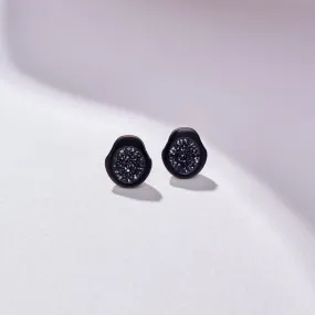 Tahitian Pearl Geode Stud Earrings with Black Diamond