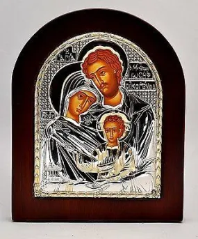 The Family Byzantine Icon Pure Silver 925 Treated Size 25x20cm