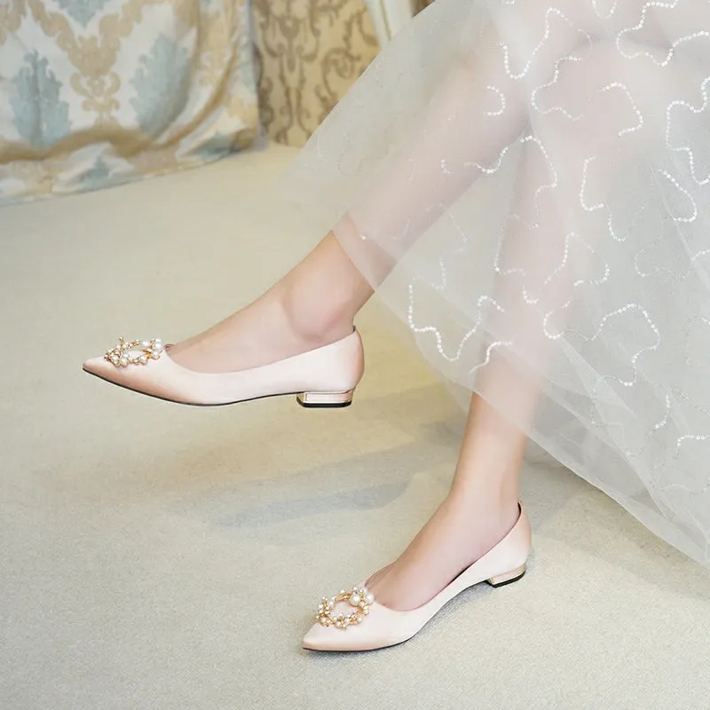 The Jazreel Wedding Bridal Pearl Pink Flats