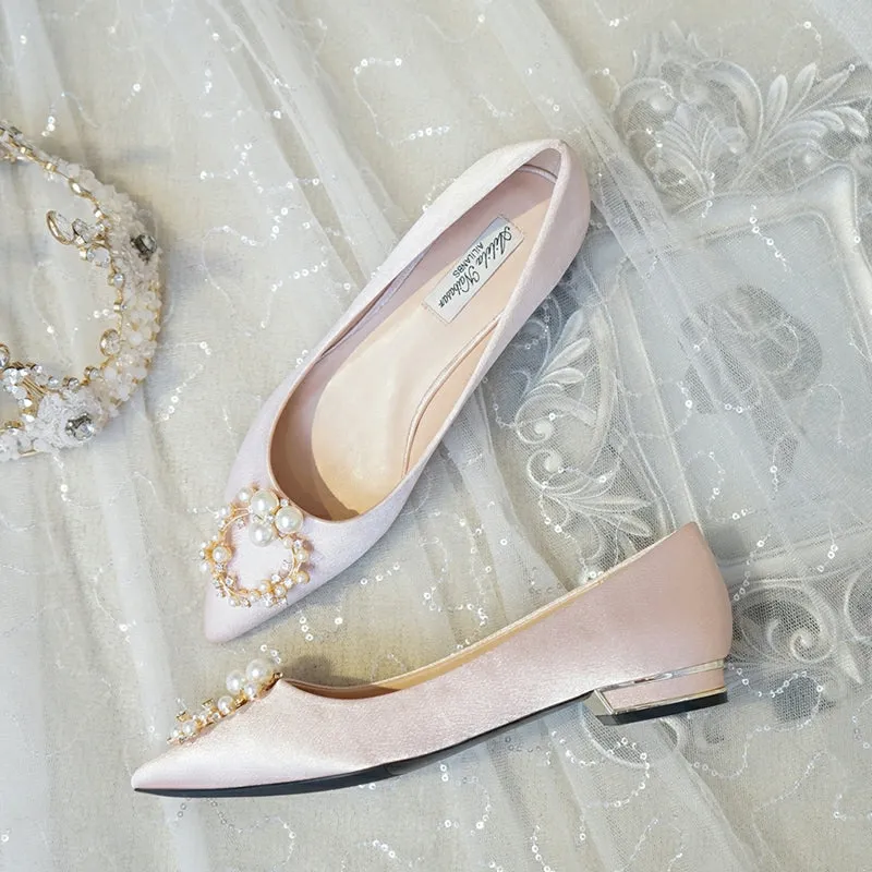 The Jazreel Wedding Bridal Pearl Pink Flats