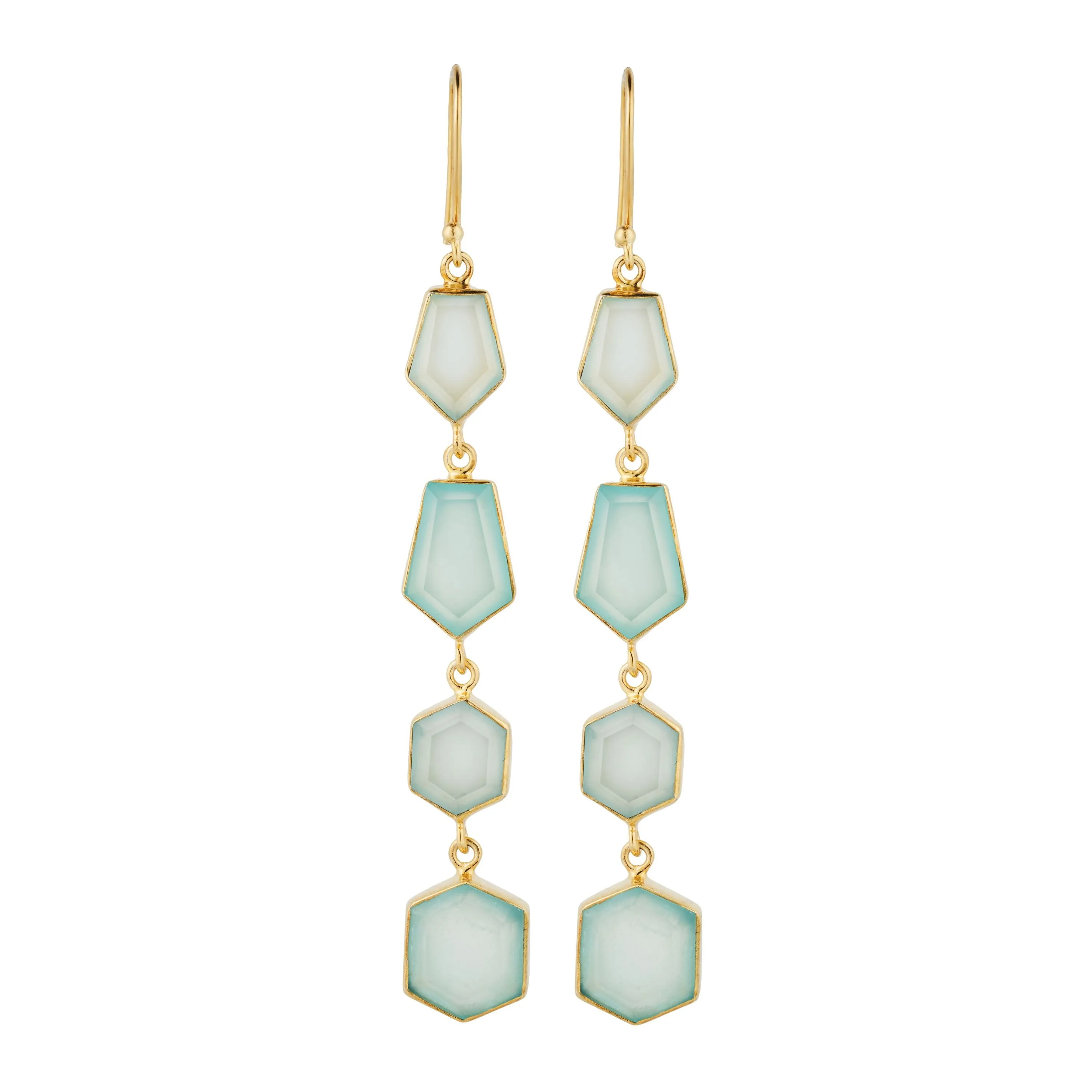 Vama | Zoe Earrings | Metal-Sterling Silver | Stone-Aqua Chalcedony | Finish-Matt