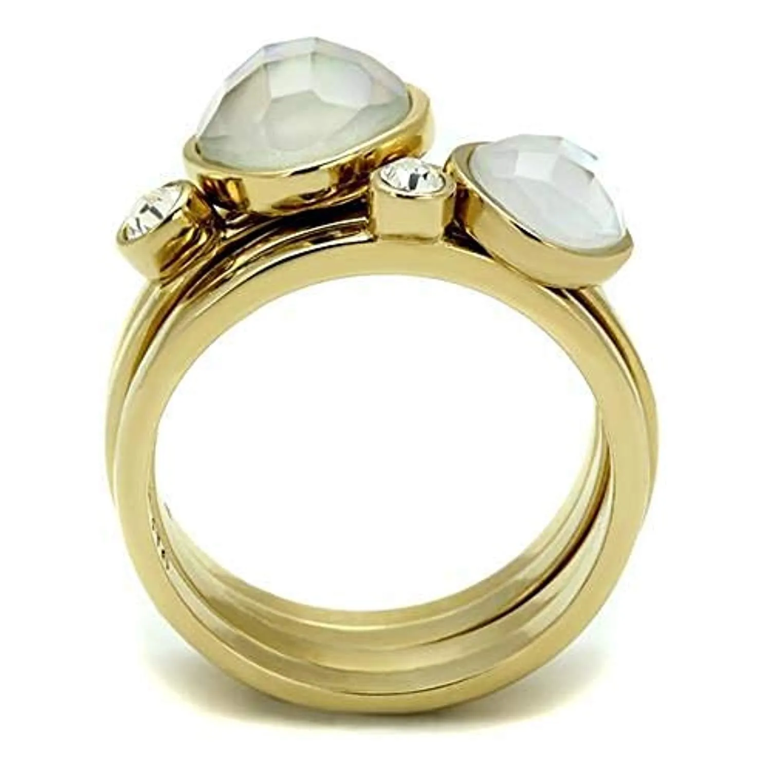 WildKlass Stainless Steel Ring IP Gold Women Synthetic White