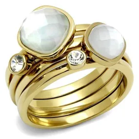 WildKlass Stainless Steel Ring IP Gold Women Synthetic White