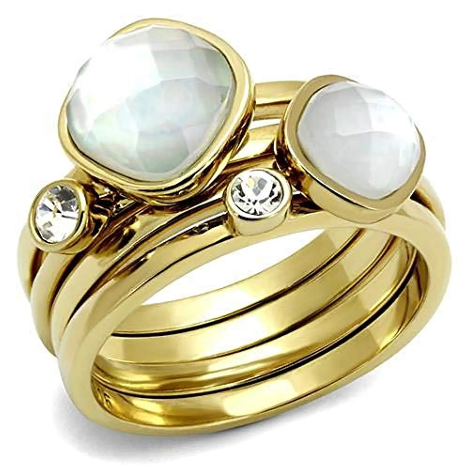 WildKlass Stainless Steel Ring IP Gold Women Synthetic White