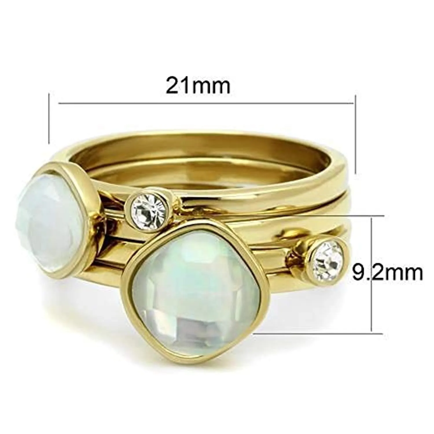 WildKlass Stainless Steel Ring IP Gold Women Synthetic White